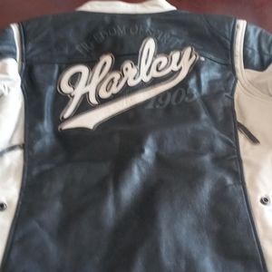 Women's Black and White Leather Jacket